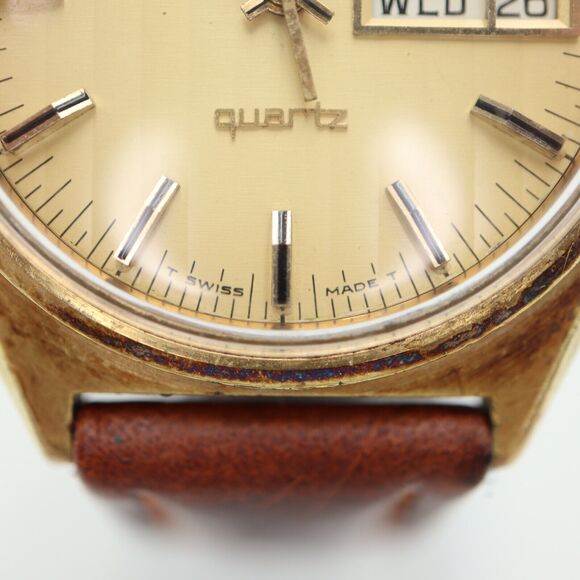 Vintage Hamilton Men Day Date Watch 37mm Gold Pin Stripe 14k Plated 707004 WORKS - Picture 4 of 16